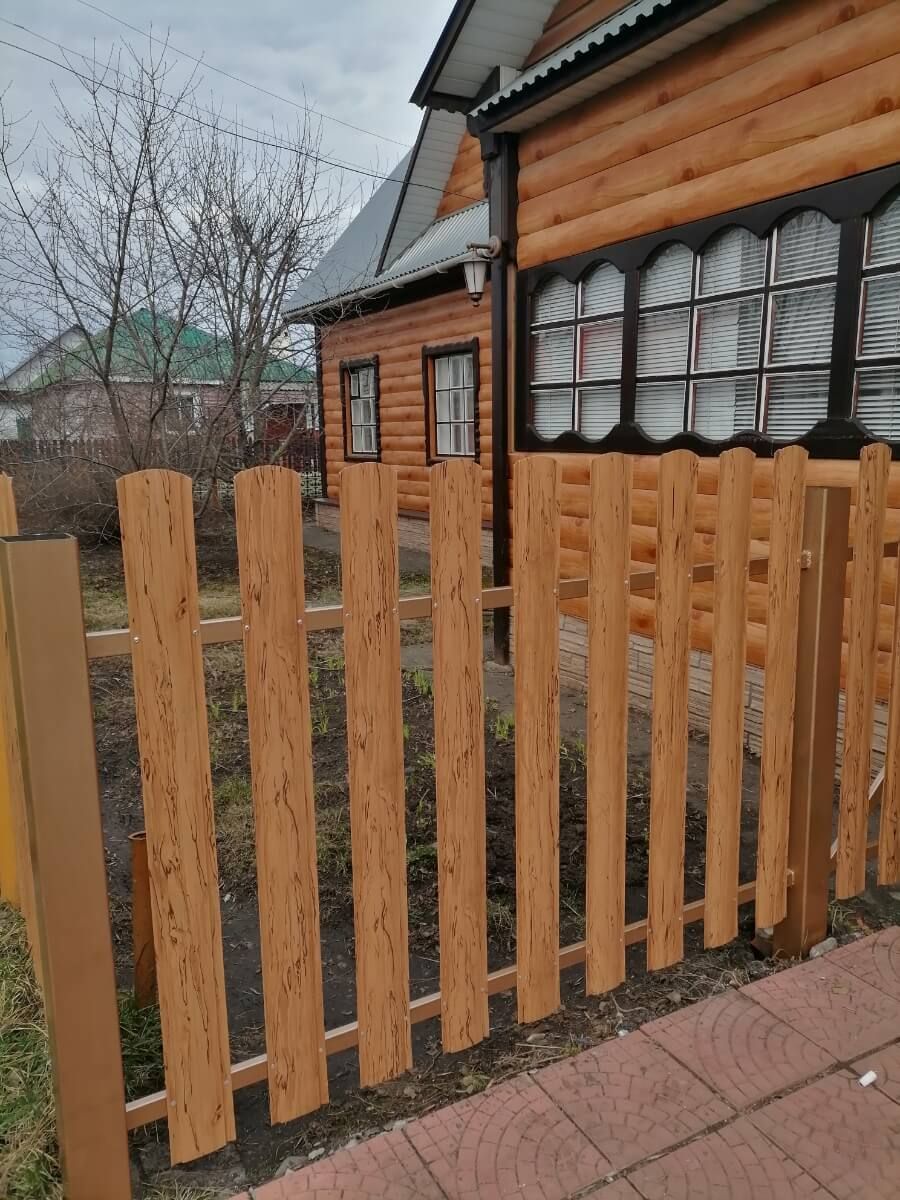 Забор из металлического штакетника 19м Кипарис 2xPrintech двусторонний в Астрахани