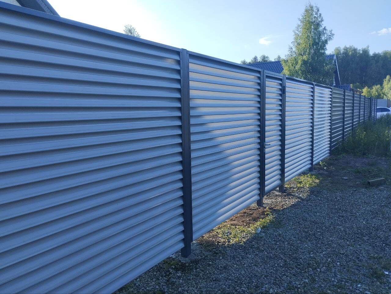 Забор из ламелей еврожалюзи 20м RAL7004 Серый в Астрахани