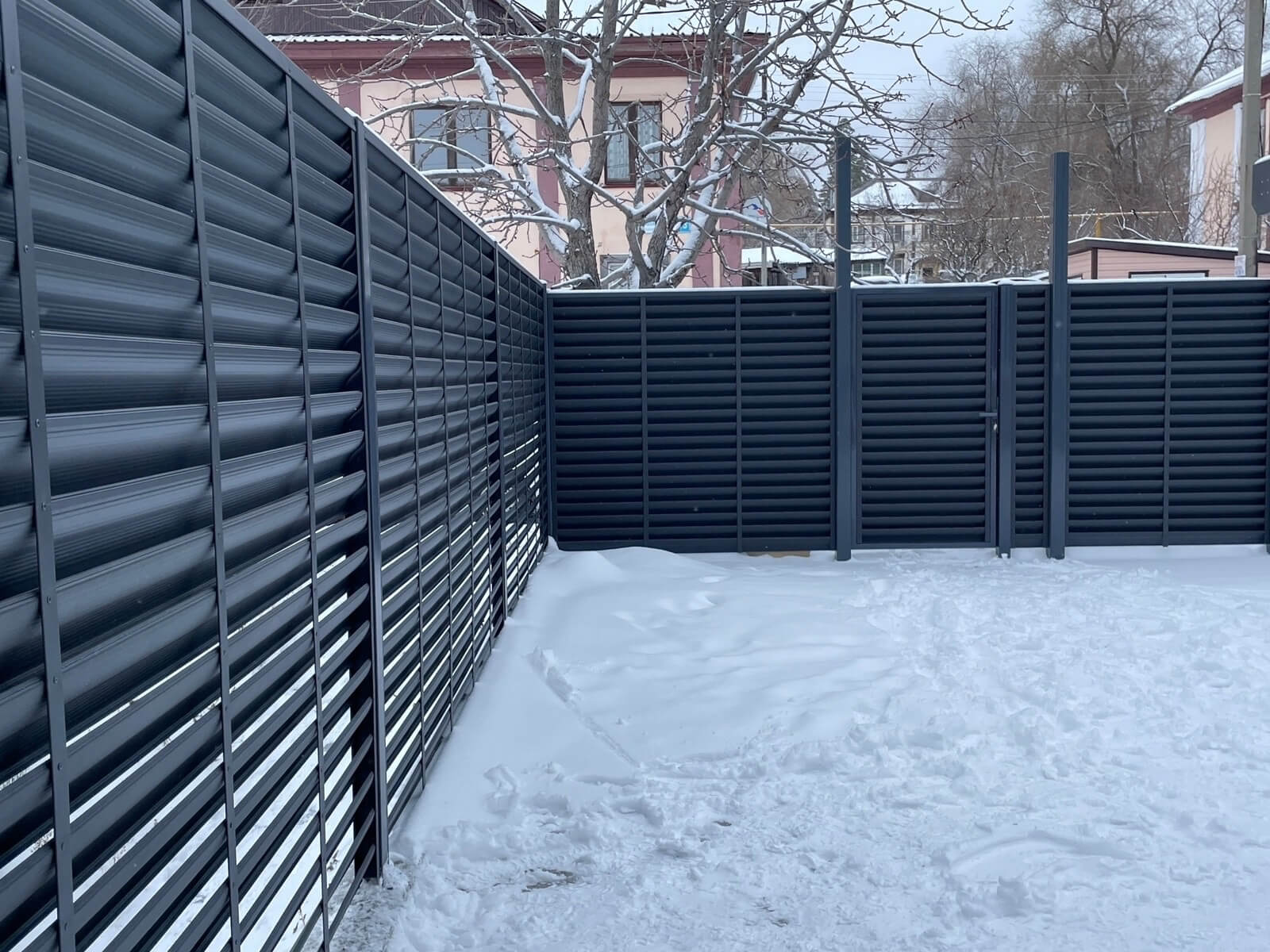 Забор-жалюзи 53м RAL7024/7024 Серый Графит двусторонний МАТТЕ фото 3 в Астрахани