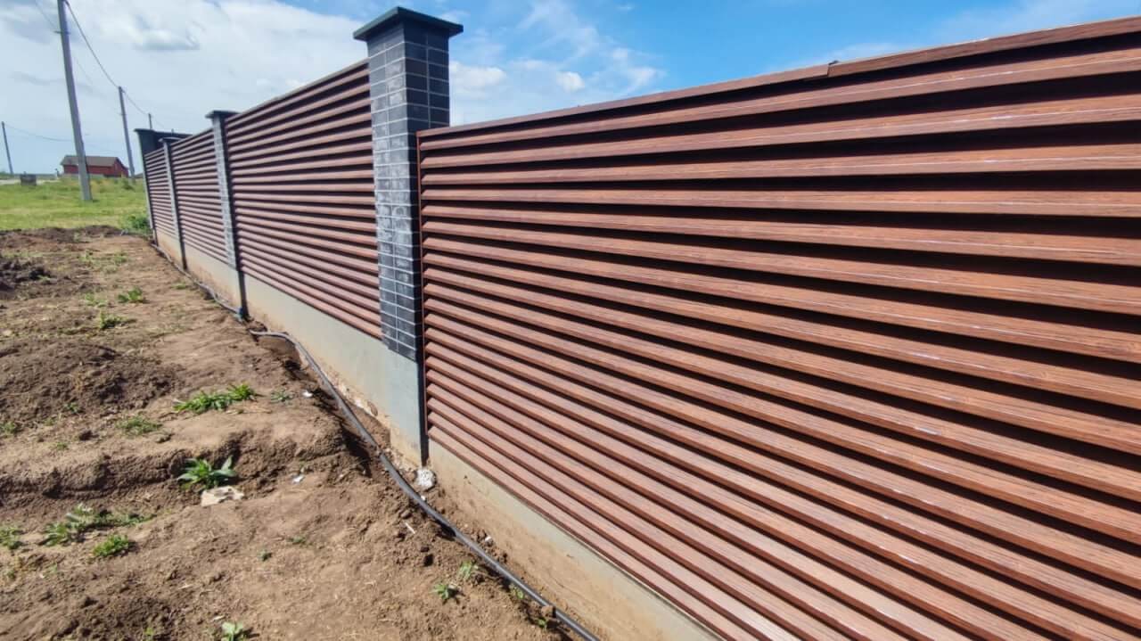 Забор-жалюзи из ламелей 54м ЭКО-Z Античный Дуб (SteelArt) в Астрахани